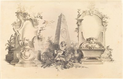 Cartouche Moderne a halál emblémáival alkotó: Johann Esaias Nilson
