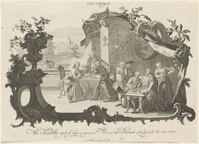 Das Brettspiel (Társasjátékot játszó hölgyek és urak) alkotó: Johann Esaias Nilson
