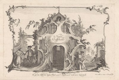 Kávéház vitatkozó párral Neues Caffehaus (cím a tárgyon) Társadalmi tevékenységek (sorozat címe) alkotó: Johann Esaias Nilson