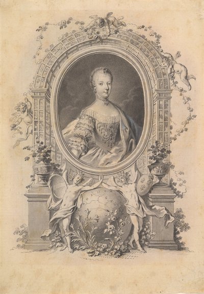 Marie-Antoinette királyné portréja díszkeretben, 18. század vége. alkotó: Johann Esaias Nilson