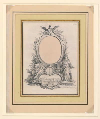 Tervezés V. Frigyes dán király portréjának keretéhez alkotó: Johann Esais Nilson