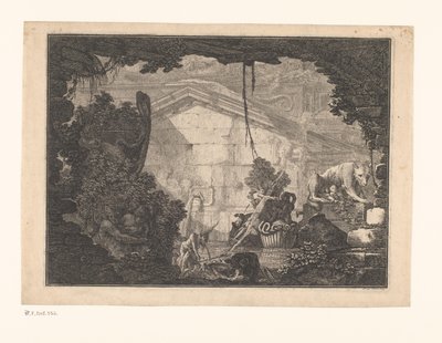 Építészet Capriccio figurákkal alkotó: Johann Ferdinand Hetzendorff von Hohenberg