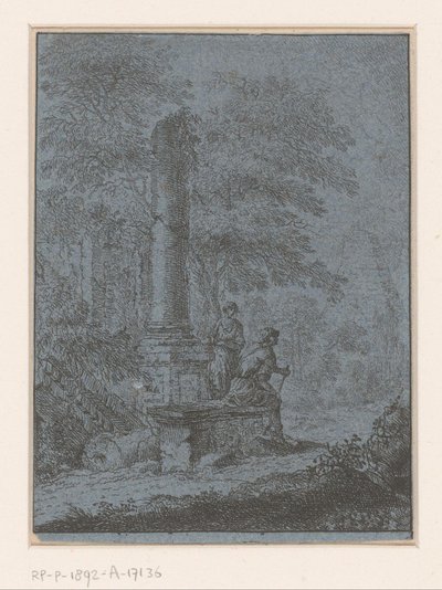 Táj romokkal és két figurával alkotó: Johann Friedrich Alexander Thiele