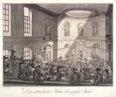 East India House, London, 1808 alkotó: Johann Friedrich Boettger