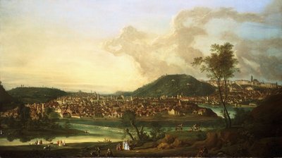 Kilátás Prágára keletről, alkotó: Johann Friedrich Meyer