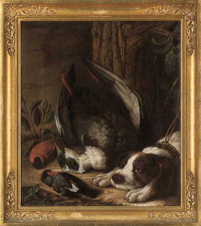Egy vadászkutya és zsákmánya, 1768 alkotó: Johann Friedrich von Grooth