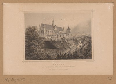 Kilátás a Hooglandse Kerkre Leidenben Leyden, De Hooglandsche kerk, a városból nézve (cím a tárgyon) alkotó: Johann Gabriel Friedrich Poppel