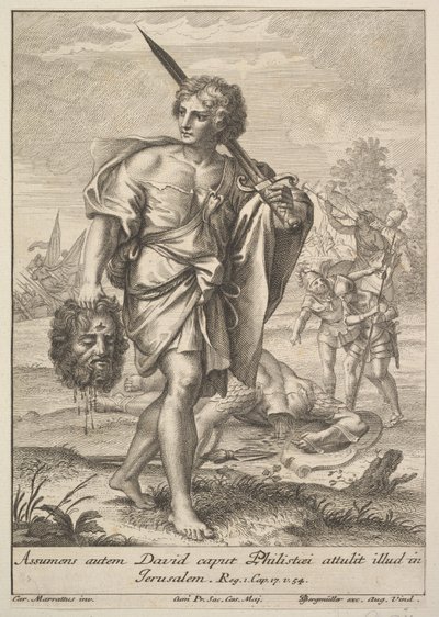 Dávid Góliát fejével, 1705-62. alkotó: Johann Georg Bergmuller