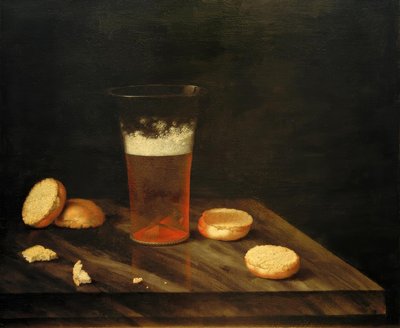 Csendélet söröspohárral és tekercsekkel alkotó: Johann Georg Hainz