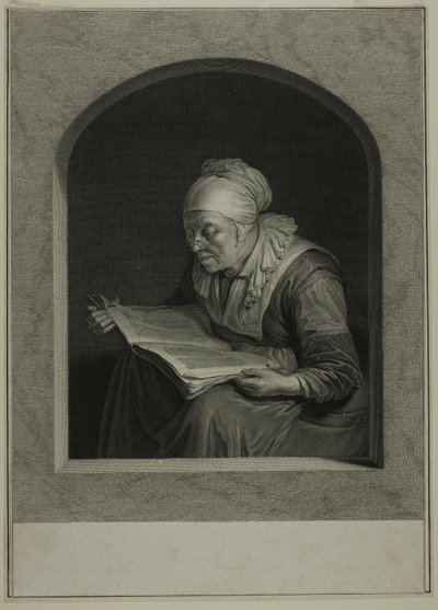 La Liseuse (Egy olvasó nő) alkotó: Johann Georg Wille