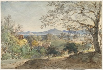 Kilátás az Inn-völgyön át az Alpokra és Neubeuernre alkotó: Johann Georg von Dillis