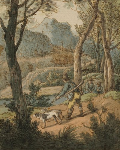 Vadász két kutyával alkotó: Johann Georg von Dillis