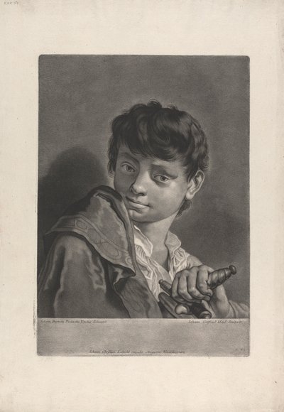 Egy fiú karddal portréja alkotó: Johann Gottfried Haid