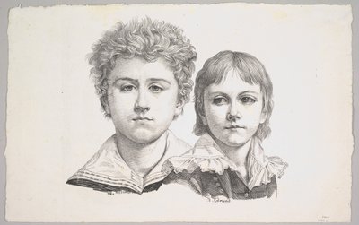 A Rabe Children portréja: Hermann 14 éves és Edmond 7 éves, verso: proof before corr..., 1822. alkotó: Johann Gottfried Schadow