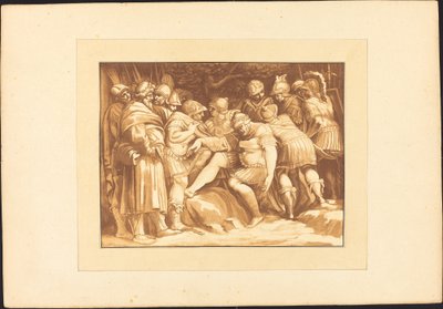 Haldokló Epaminondas alkotó: Johann Gottlieb Prestel after Polidoro da Caravaggio