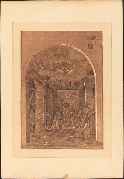A Pásztorok imádata alkotó: Johann Gottlieb Prestel after a 16th Century German Artist