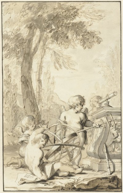 Allegorikus ábrázolás csillagászati ​​eszközökkel játszó gyerekekkel alkotó: Johann Heinrich Keller (II)