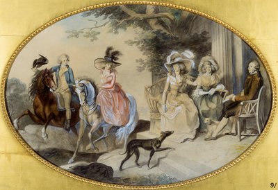 Lady St. Aubyn és családja (toll és ecset és fekete tinta, akvarell és gouache papíron) alkotó: Johann Heinrich Ramberg