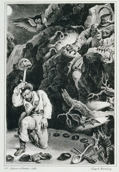 Jelenet Carl Maria von Weber (1786-1826) „Der Freischutz” című operájából Adam et Hostein litográfiája alkotó: Johann Heinrich Ramberg