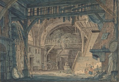 Egy pajtává alakított ókori római rom díszletterve, 18. század vége, 19. század közepe. alkotó: Johann Heinrich Ramberg