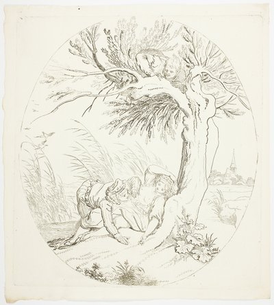 Észrevétlen férfi kémkedett fekvő szerelmesek után alkotó: Johann Heinrich Ramberg