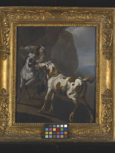 Indian Taming A Horse (olaj, vászon) alkotó: Johann Heinrich Roos