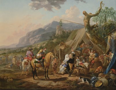 Katonai parancsnok egy hegyi táborban mulatósokkal alkotó: Johann Heinrich Roos