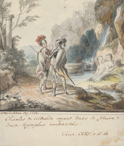 Carlo és Ubaldo, akik ellenállnak Armida nimfáinak varázslatainak Torquatoból..., 1782. alkotó: Johann Heinrich Tischbein