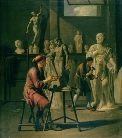Egy szobrászstúdió belseje alkotó: Johann Heiss