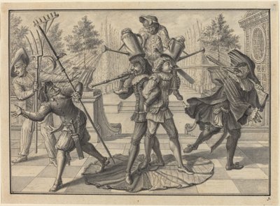 Harlekin és Scaramouche létrehoz egy "szökőkutat" alkotó: Johann Jacob Schubler