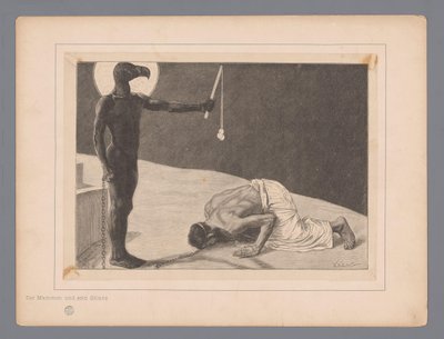 Mammon imádata Der Mammon und sein Sklave (cím a tárgyon) Hét misztikus ábrázolás (sorozat címe) alkotó: Johann Jakob Weber
