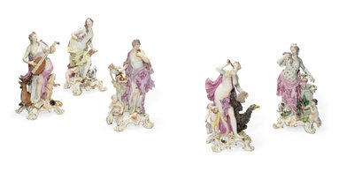 Öt Meissen-figura, az érzékek emblematikusa, 1765 körül (porcelán) alkotó: Johann Joachim Kaendler