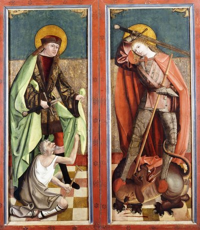 Szent Márton és a koldus; és Szent György és a Sárkány - oltárkép szárnyai, alkotó: Johann Koerbecke