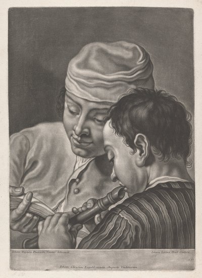 Két férfi portréja, egy játszó felvevő alkotó: Johann Lorenz Haid