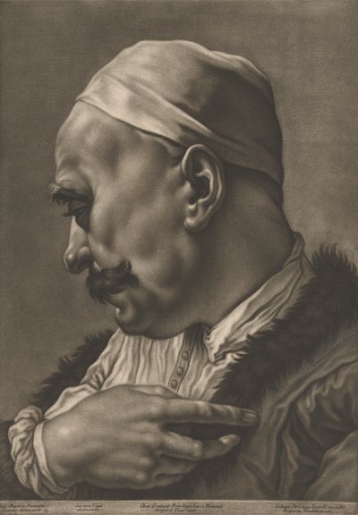 Egy sapkát viselő férfi portréja alkotó: Johann Lorenz Haid