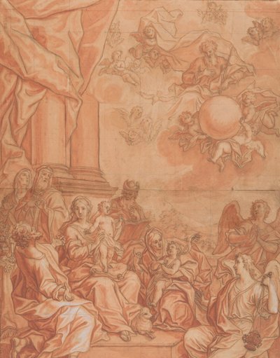 Szűz és gyermek szentekkel és angyalokkal, és Atyaisten az égben, 18. század közepe. alkotó: Johann Lorenz Haid