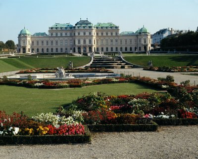 A Belvedere-palota, Savoyai Eugén herceg nyári rezidenciája ... alkotó: Johann Lukas von Hildebrandt