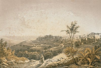Kilátás Jeruzsálemre. Rézkarc Bernatz és társai - Steinkopk J.F. Szerkesztő alkotó: Johann Martin Bernatz