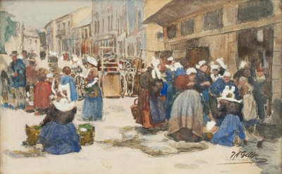 Piac Concarneau-ban alkotó: Johann Nepomuk Geller