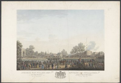 Willem 1. belépése Brüsszel városába 1815. március 30-án / Entrée de Guillaume 1er dans la Ville de Bruxelles, le 30 Mars 1815 (cím a tárgyon) Tizenkét lemez Willem I brüsszeli érkezéséről és beiktatásáról, valamint a Quatre-Bras-i csatákról alkotó: Johann Nepomuk Gibèle