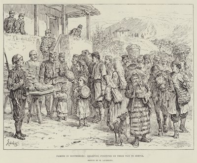 Éhínség Montenegróban, a Szerbiába tartó menekülők megkönnyebbülése alkotó: Johann Nepomuk Schonberg