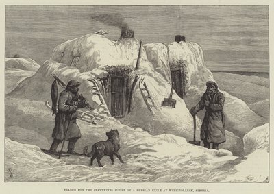 Keresse meg a Jeannette-et, egy orosz száműzött házát Werkholanskban, Szibériában alkotó: Johann Nepomuk Schonberg