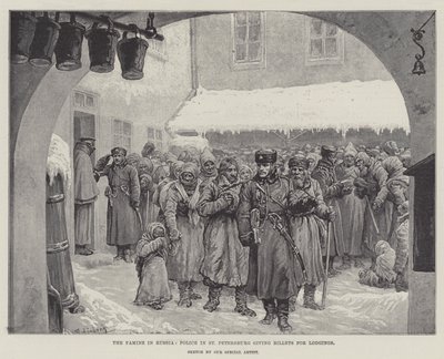 Az oroszországi éhínség, a szentpétervári rendőrség szállást ad a lakásoknak alkotó: Johann Nepomuk Schonberg