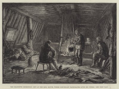 A Jeannette-expedíció, kunyhó a Lena-torkolatnál, ahol Danenhauer hadnagy hat hétig élt alkotó: Johann Nepomuk Schonberg