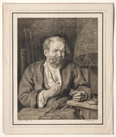 Paraszt ül egy asztalnál, pipázik alkotó: Johann Nepomuk Strixner