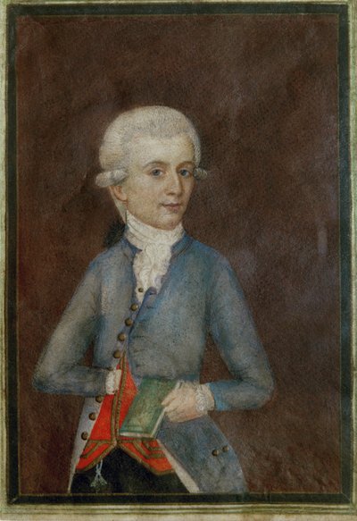 Wolfgang Amadeus Mozart (kb. ... (gouache, pergamen) alkotó: Johann Nepomuk della Croce