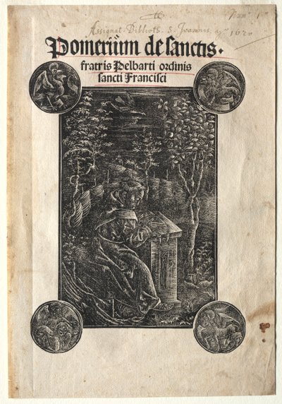 Temesvári Pelbart kertben tanul, 1620. alkotó: Johann Otmar
