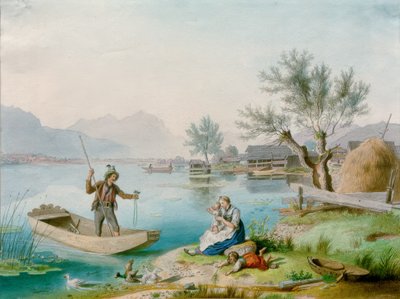 Halász családja a Chiemsee-ben alkotó: Johann Philipp Heinel