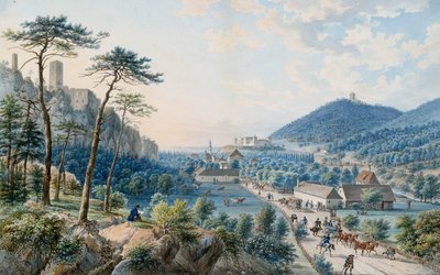 Kilátás a Weilburg-palotára, Badenben, Bécs mellett alkotó: Johann Raulino