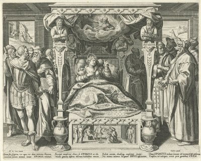 Bed met de bruid van Christus Hooglied van Solomon (sorozat címe) Dalok dala (sorozat címe) alkotó: Johann Sadeler (I)